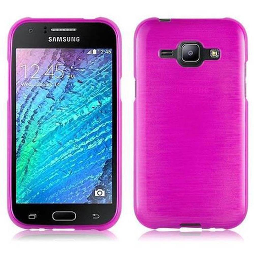 Cadorabo Hülle für Samsung Galaxy J1 2015 Schutz Hülle in Rosa Schutzhülle TPU Silikon Etui Case Cover