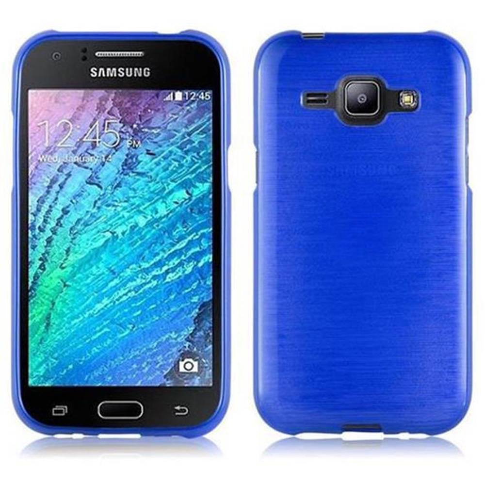 Cadorabo Hülle für Samsung Galaxy J1 2015 Schutz Hülle in Blau Schutzhülle TPU Silikon Etui Case Cover