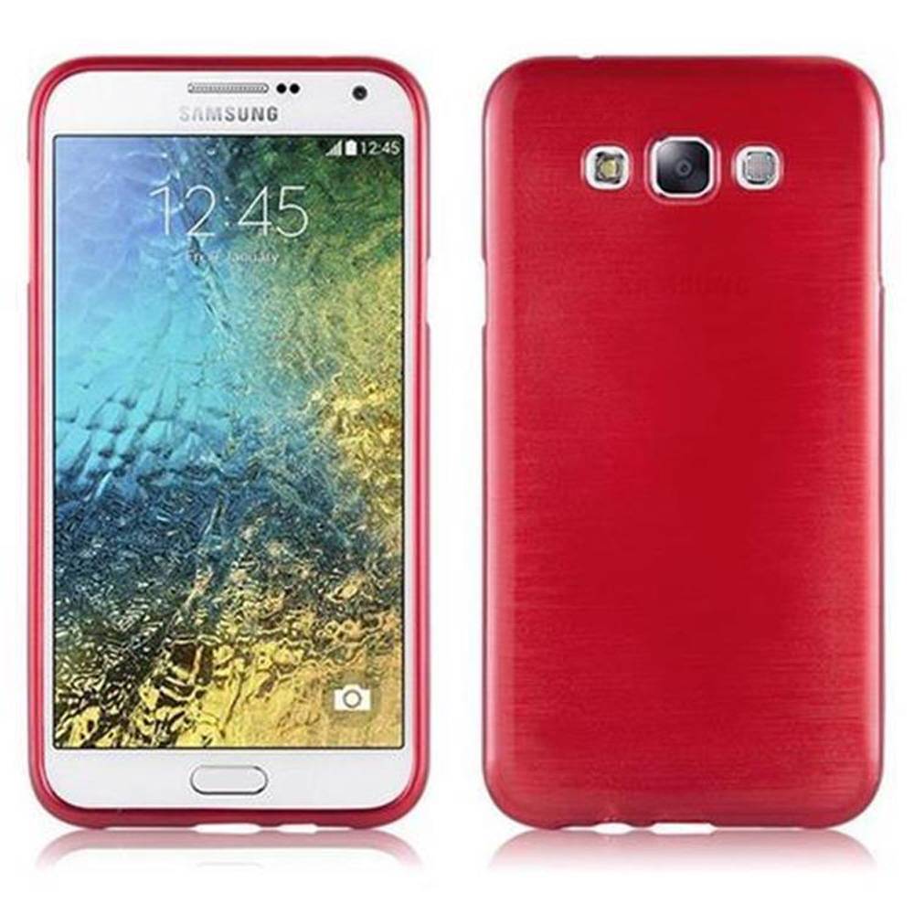 Cadorabo Hülle für Samsung Galaxy E7 Schutz Hülle in Rot Schutzhülle TPU Silikon Etui Case Cover