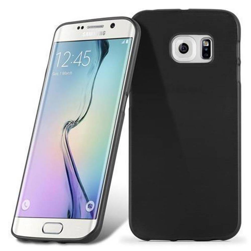 Cadorabo Hülle für Samsung Galaxy S6 EDGE Schutz Hülle in Schwarz Schutzhülle TPU Silikon Etui Case Cover
