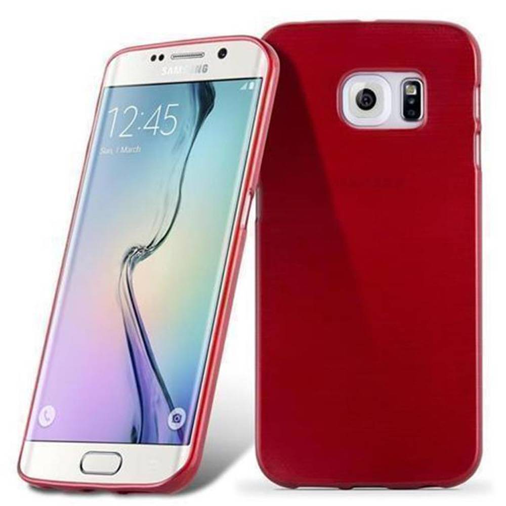 Cadorabo Hülle für Samsung Galaxy S6 EDGE Schutz Hülle in Rot Schutzhülle TPU Silikon Etui Case Cover