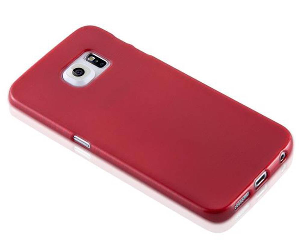 Cadorabo Hülle für Samsung Galaxy S6 EDGE Schutz Hülle in Rot Schutzhülle TPU Silikon Etui Case Cover