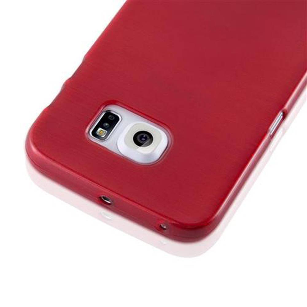 Cadorabo Hülle für Samsung Galaxy S6 EDGE Schutz Hülle in Rot Schutzhülle TPU Silikon Etui Case Cover