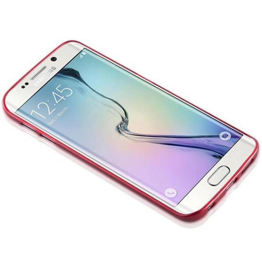 Cadorabo Hülle für Samsung Galaxy S6 EDGE Schutz Hülle in Rot Schutzhülle TPU Silikon Etui Case Cover