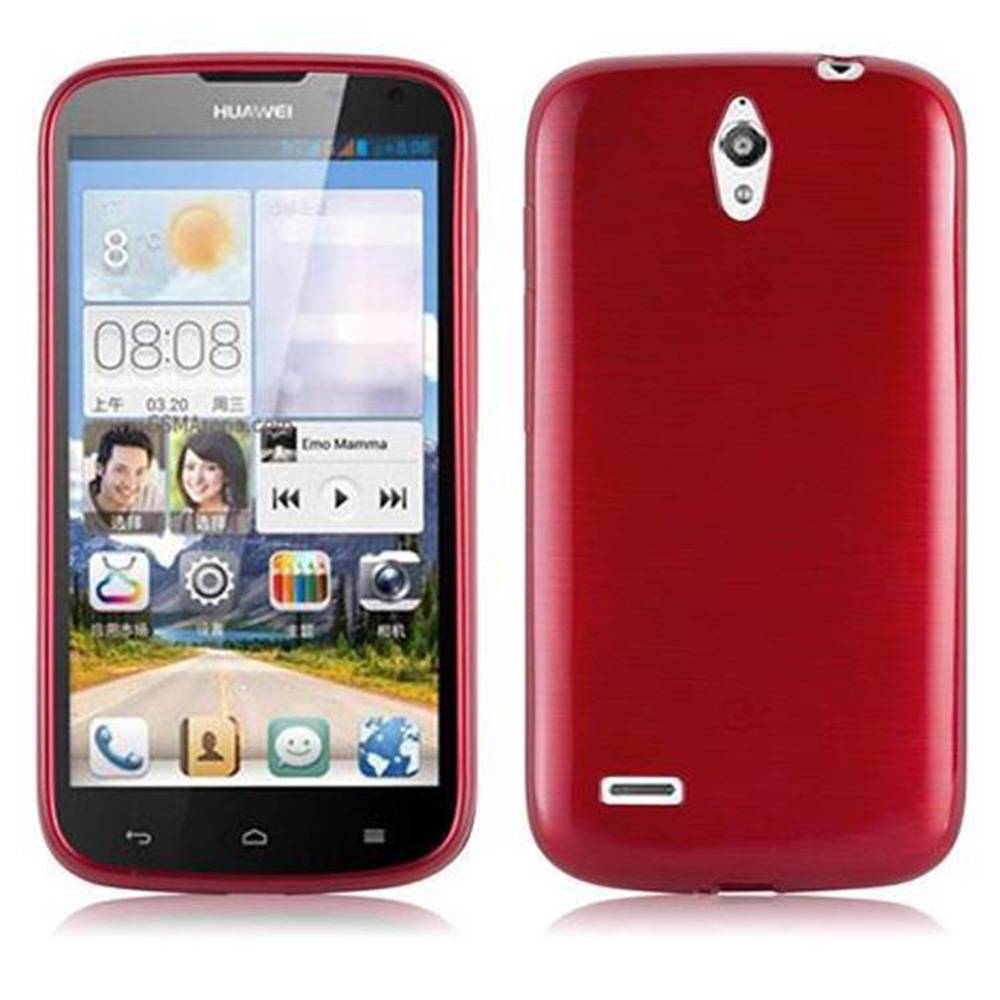Cadorabo Hülle für Huawei ASCEND G610 Schutz Hülle in Rot Schutzhülle TPU Silikon Etui Case Cover