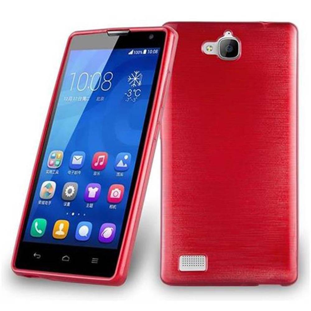 Cadorabo Hülle für Honor 3C Schutz Hülle in Rot Schutzhülle TPU Silikon Etui Case Cover
