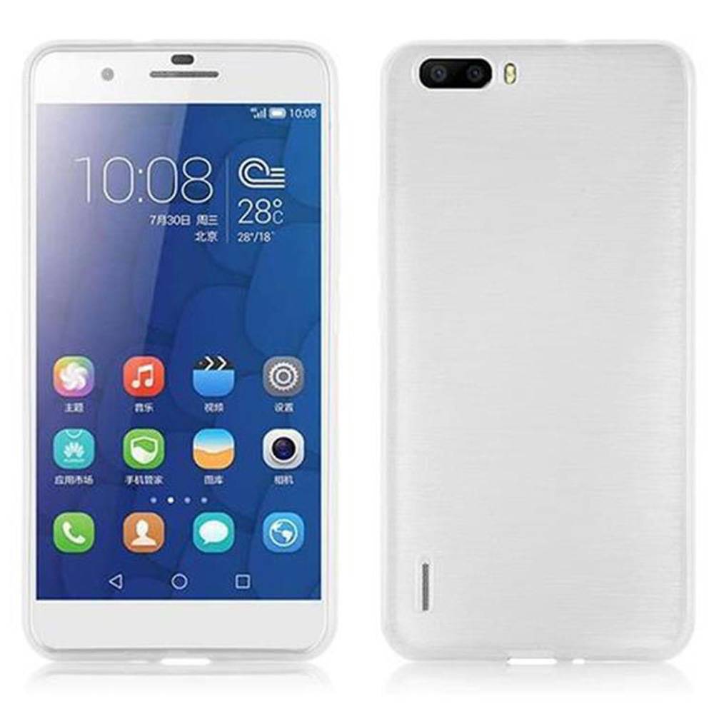 Cadorabo Hülle für Honor 6 PLUS Schutz Hülle in Silber Schutzhülle TPU Silikon Etui Case Cover