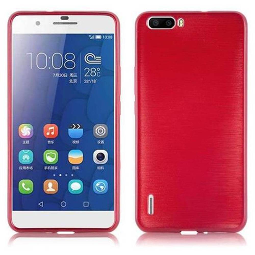 Cadorabo Hülle für Honor 6 PLUS Schutz Hülle in Rot Schutzhülle TPU Silikon Etui Case Cover