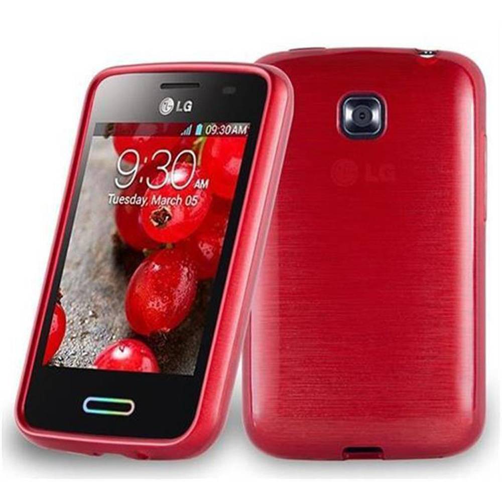 Cadorabo Hülle für LG L3 II (2. SIM) Schutz Hülle in Rot Schutzhülle TPU Silikon Etui Case Cover