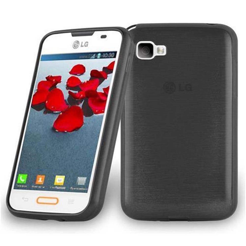 Cadorabo Hülle für LG L4 II Schutz Hülle in Schwarz Schutzhülle TPU Silikon Etui Case Cover