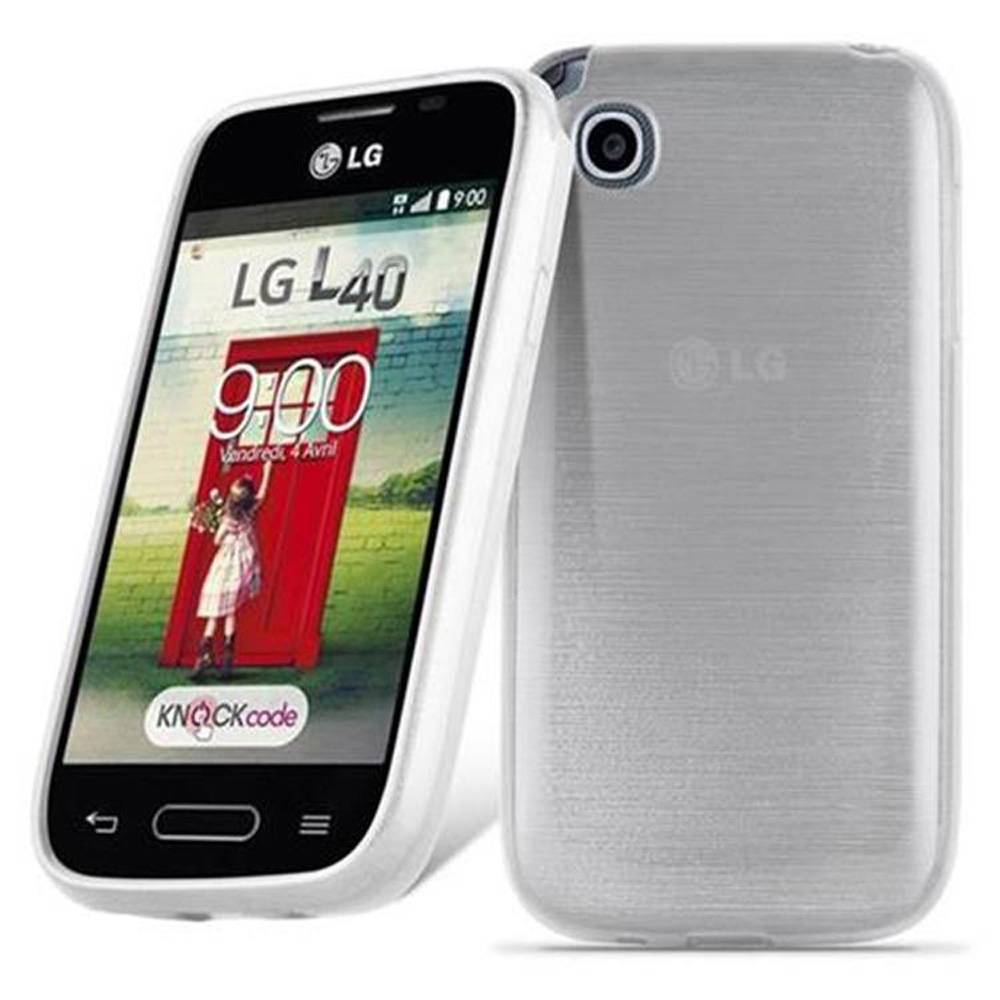 Cadorabo Hülle für LG L40 Schutz Hülle in Silber Schutzhülle TPU Silikon Etui Case Cover