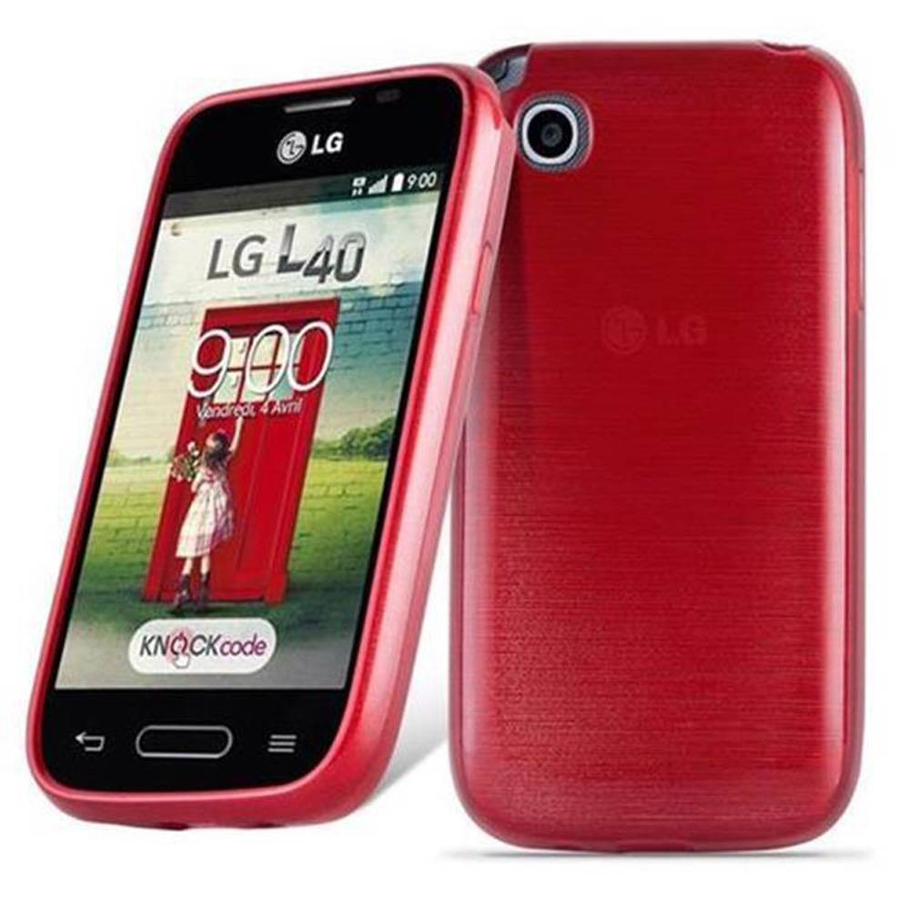 Cadorabo Hülle für LG L40 Schutz Hülle in Rot Schutzhülle TPU Silikon Etui Case Cover