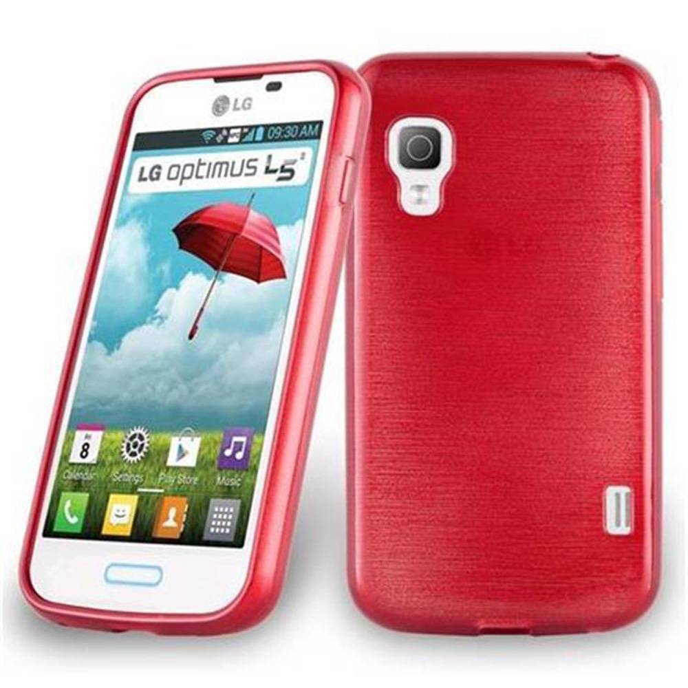 Cadorabo Hülle für LG L5 II (2. SIM) Schutz Hülle in Rot Schutzhülle TPU Silikon Etui Case Cover