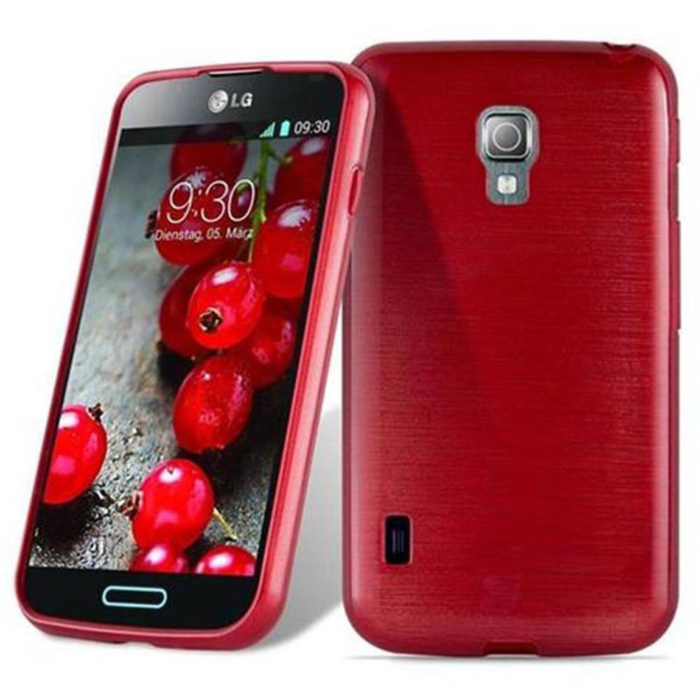 Cadorabo Hülle für LG L7 II (2. SIM) Schutz Hülle in Rot Schutzhülle TPU Silikon Etui Case Cover