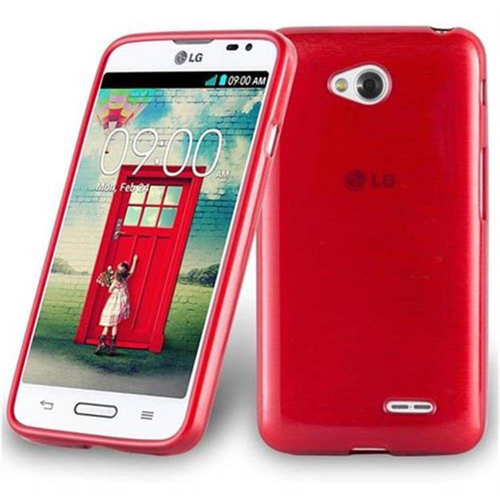 Cadorabo Hülle für LG L70 (1. SIM) Schutz Hülle in Rot Schutzhülle TPU Silikon Etui Case Cover