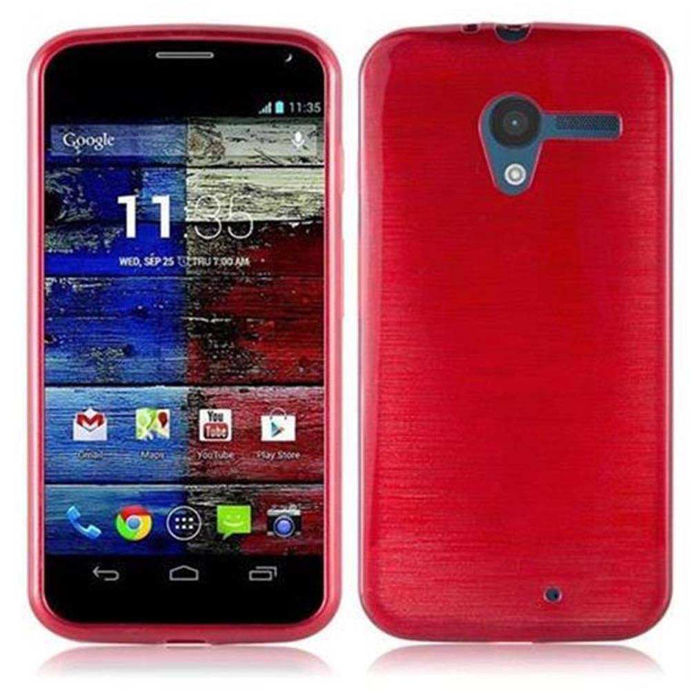Cadorabo Hülle für Motorola MOTO X Schutz Hülle in Rot Schutzhülle TPU Silikon Etui Case Cover