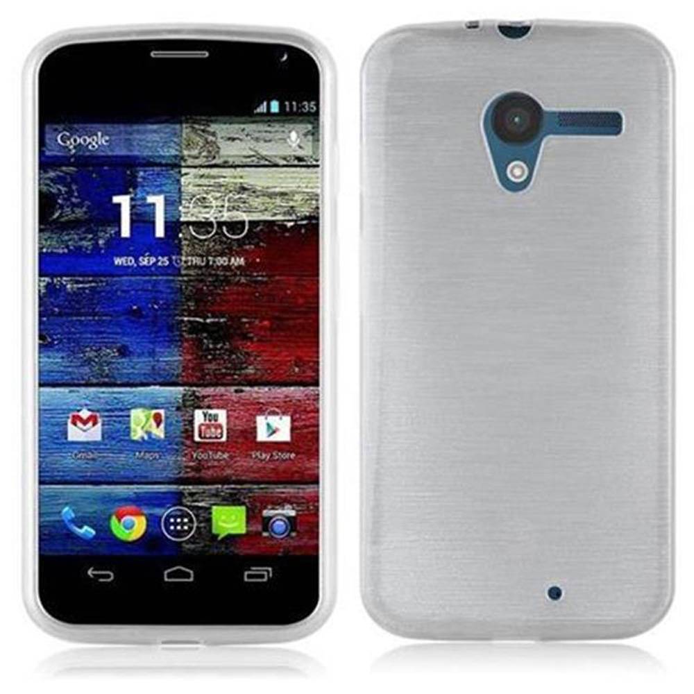 Cadorabo Hülle für Motorola MOTO X Schutz Hülle in Silber Schutzhülle TPU Silikon Etui Case Cover