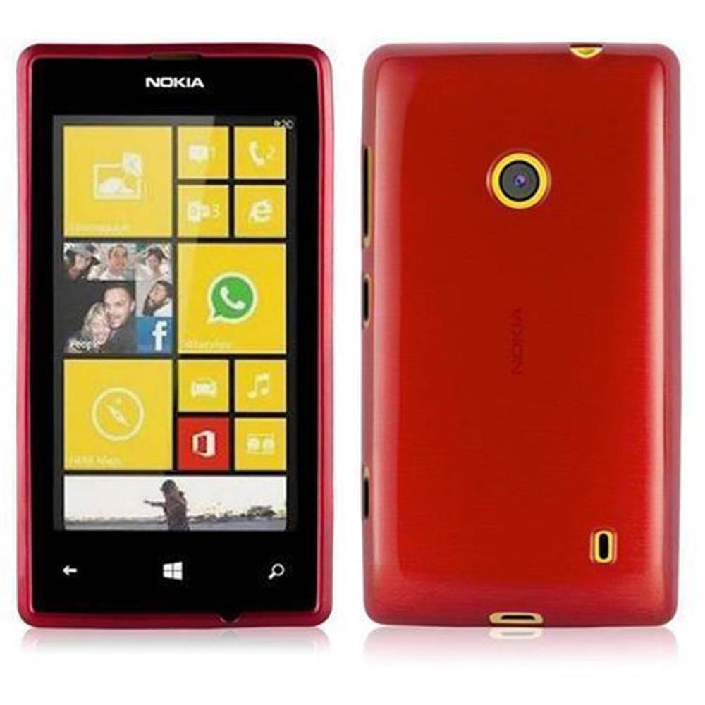 Cadorabo Hülle für Nokia Lumia 525 Schutz Hülle in Rot Schutzhülle TPU Silikon Etui Case Cover