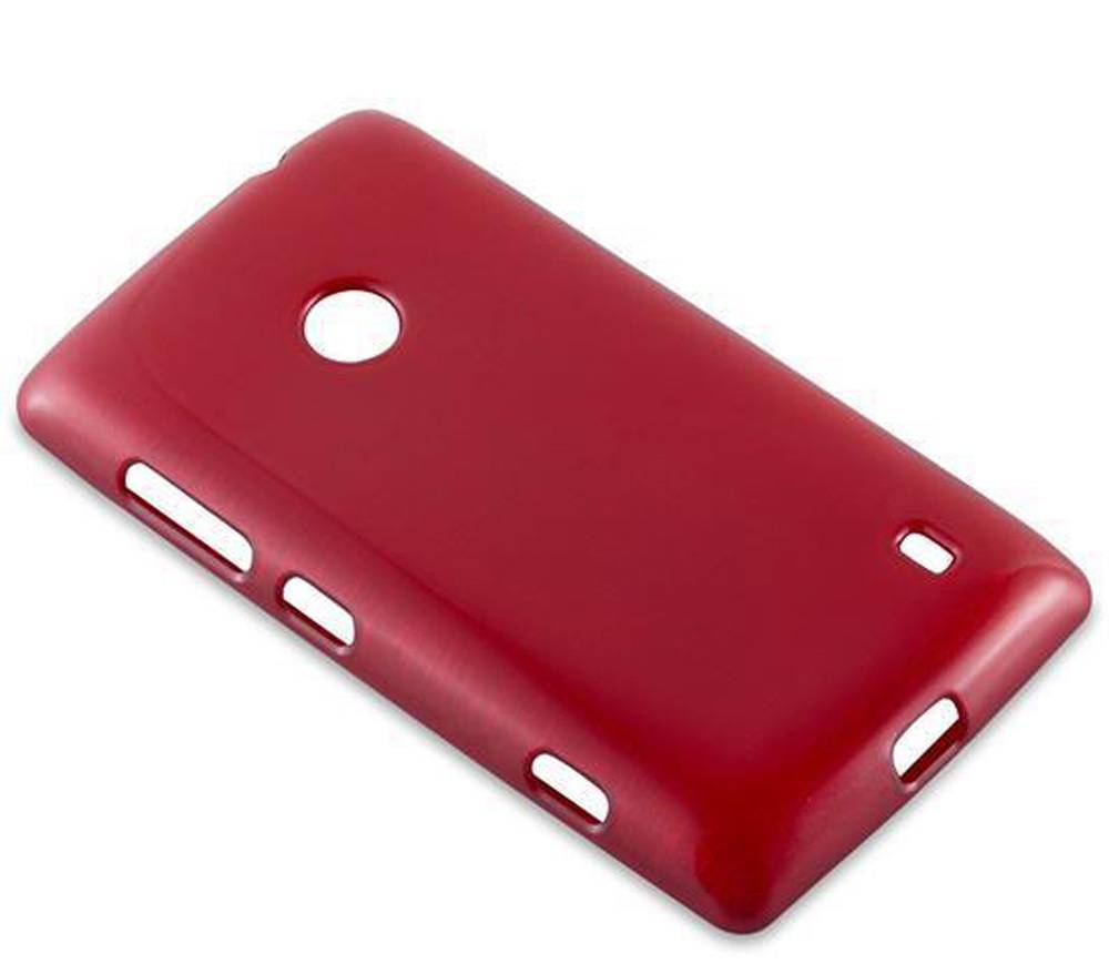 Cadorabo Hülle für Nokia Lumia 525 Schutz Hülle in Rot Schutzhülle TPU Silikon Etui Case Cover