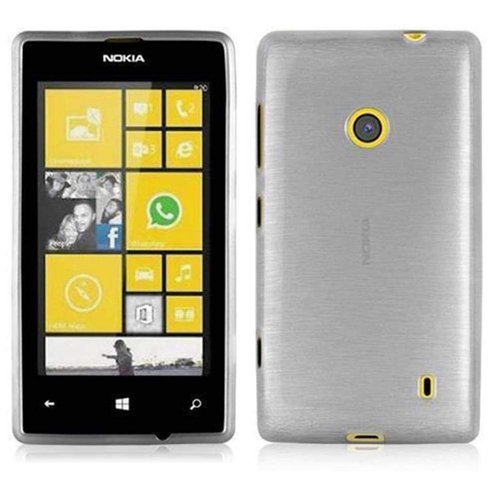 Cadorabo Hülle für Nokia Lumia 525 Schutz Hülle in Silber Schutzhülle TPU Silikon Etui Case Cover
