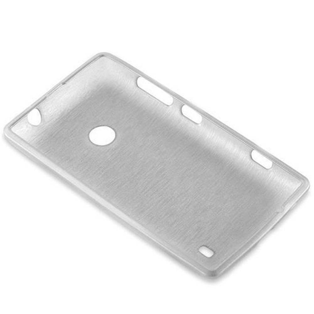 Cadorabo Hülle für Nokia Lumia 525 Schutz Hülle in Silber Schutzhülle TPU Silikon Etui Case Cover