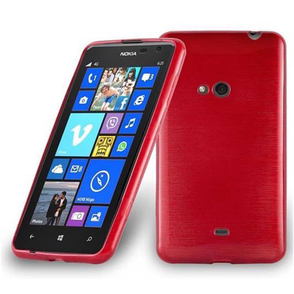 Cadorabo Hülle für Nokia Lumia 625 Schutz Hülle in Rot Schutzhülle TPU Silikon Etui Case Cover
