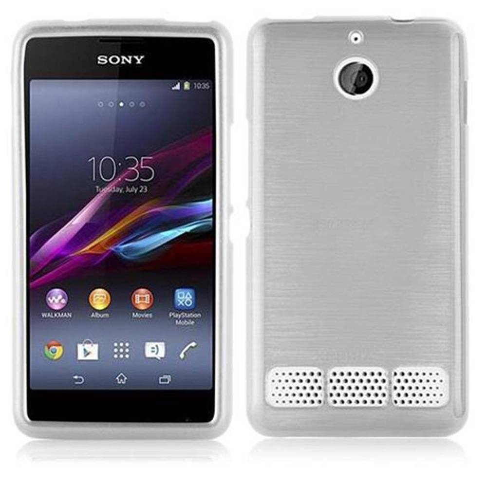 Cadorabo Hülle für Sony Xperia E1 Schutz Hülle in Silber Schutzhülle TPU Silikon Etui Case Cover