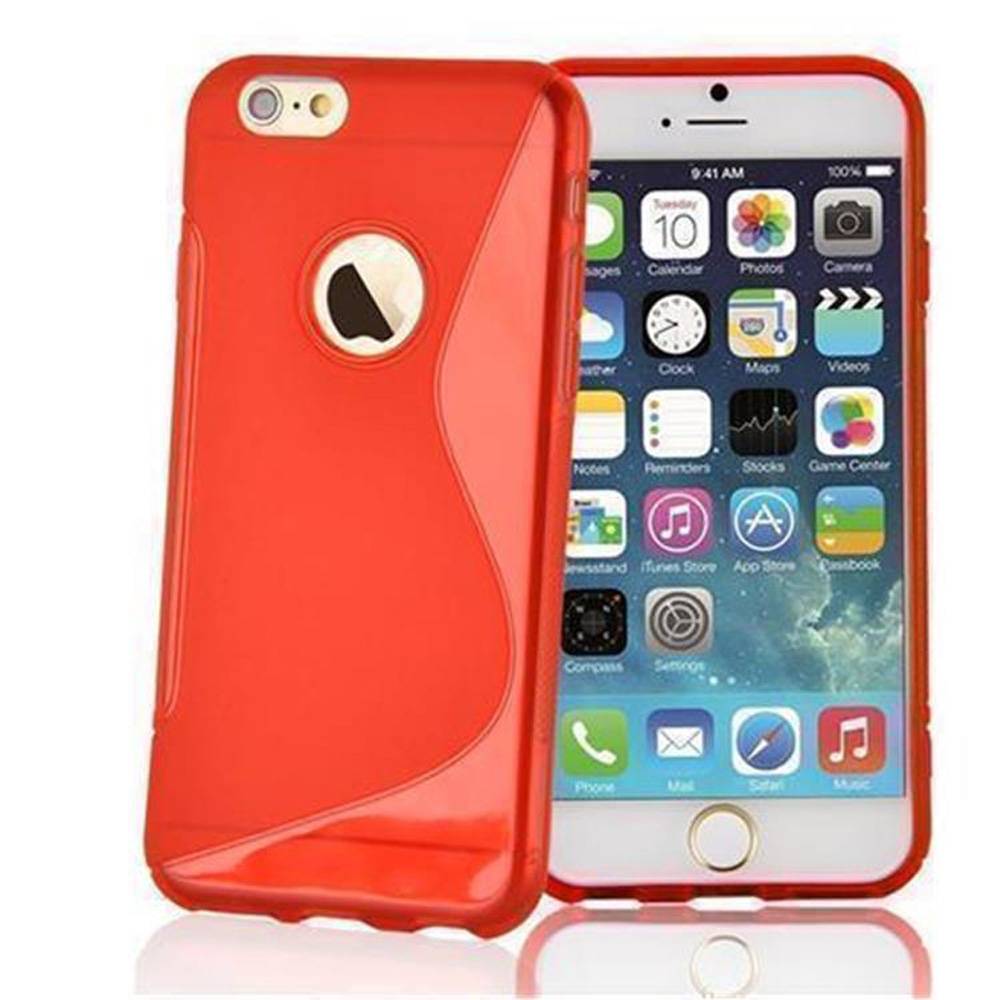 Cadorabo Schutzhülle für Apple iPhone 6 / 6S Hülle in Rot Handyhülle Case TPU Silikon Etui