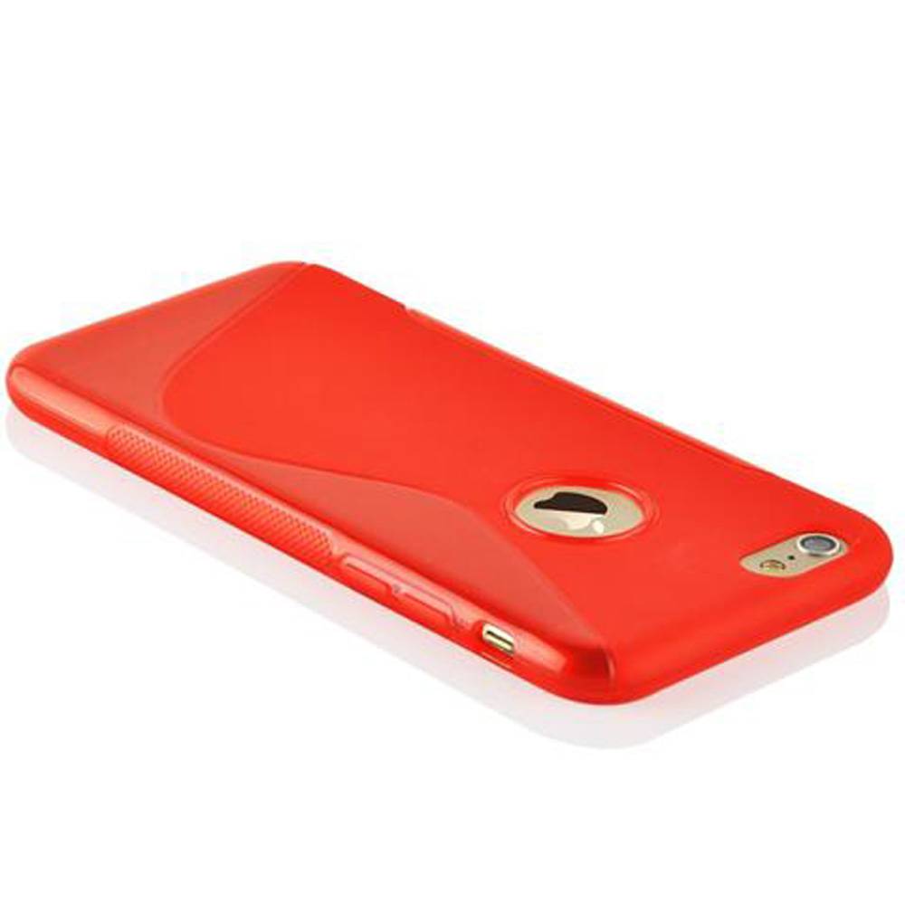Cadorabo Schutzhülle für Apple iPhone 6 / 6S Hülle in Rot Handyhülle Case TPU Silikon Etui