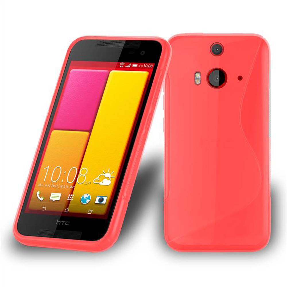 Cadorabo Schutzhülle für HTC BUTTERFLY 2 Hülle in Rot Handyhülle Case TPU Silikon Etui