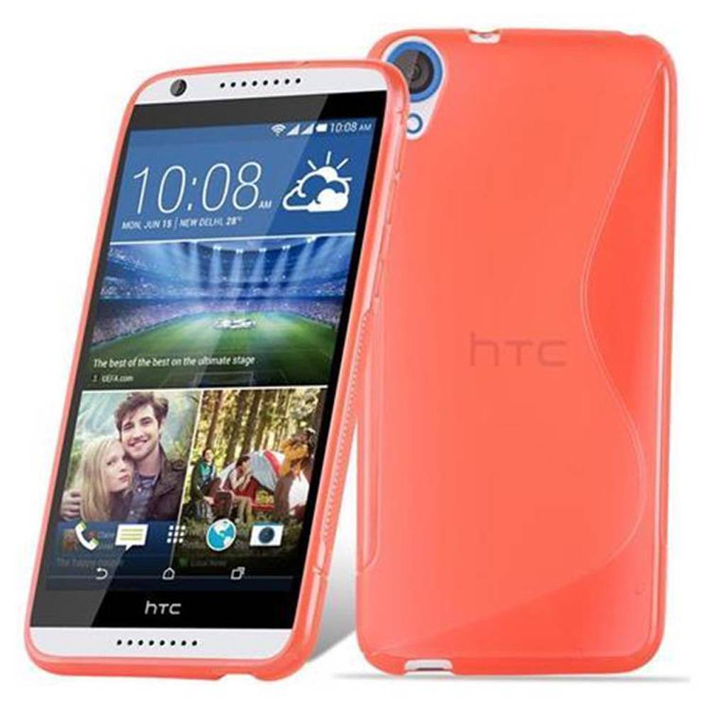 Cadorabo Schutzhülle für HTC Desire 820 Hülle in Rot Handyhülle Case TPU Silikon Etui
