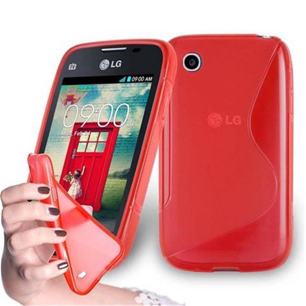 Cadorabo Schutzhülle für LG L40 Hülle in Rot Handyhülle Case TPU Silikon Etui