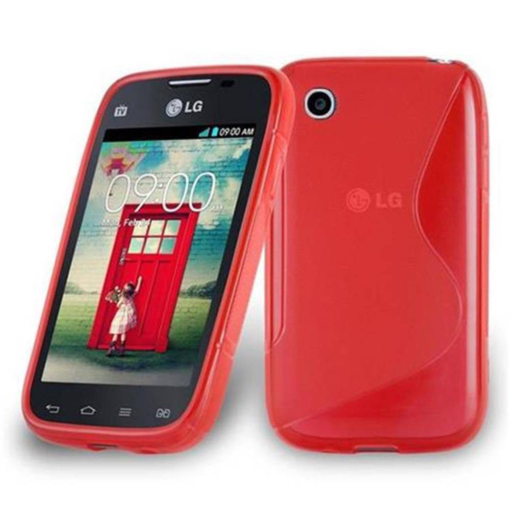 Cadorabo Schutzhülle für LG L40 Hülle in Rot Handyhülle Case TPU Silikon Etui