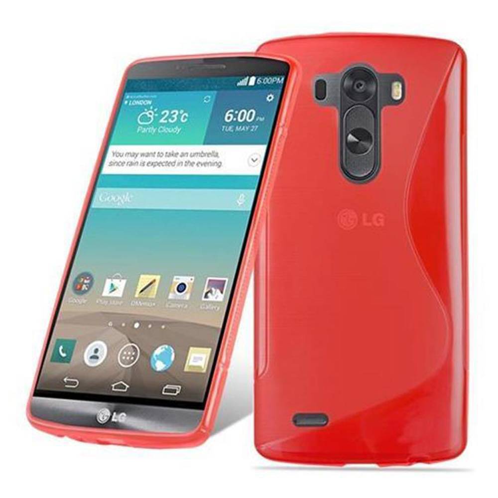 Cadorabo Schutzhülle für LG G3 STYLUS Hülle in Rot Handyhülle Case TPU Silikon Etui