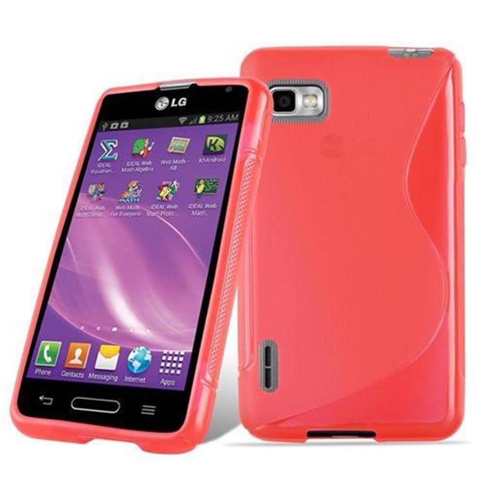 Cadorabo Schutzhülle für LG OPTIMUS F3 Hülle in Rot Handyhülle Case TPU Silikon Etui