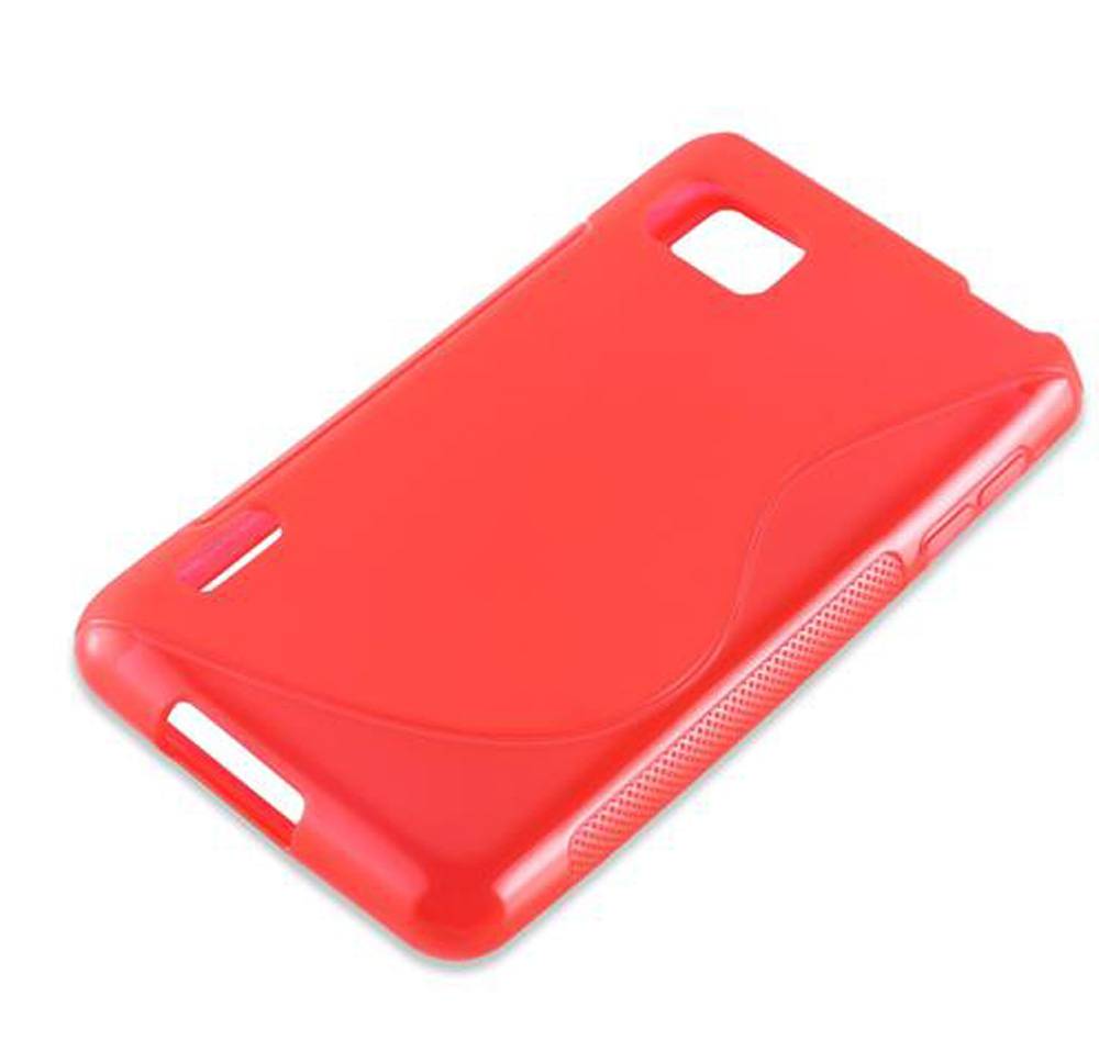 Cadorabo Schutzhülle für LG OPTIMUS F3 Hülle in Rot Handyhülle Case TPU Silikon Etui