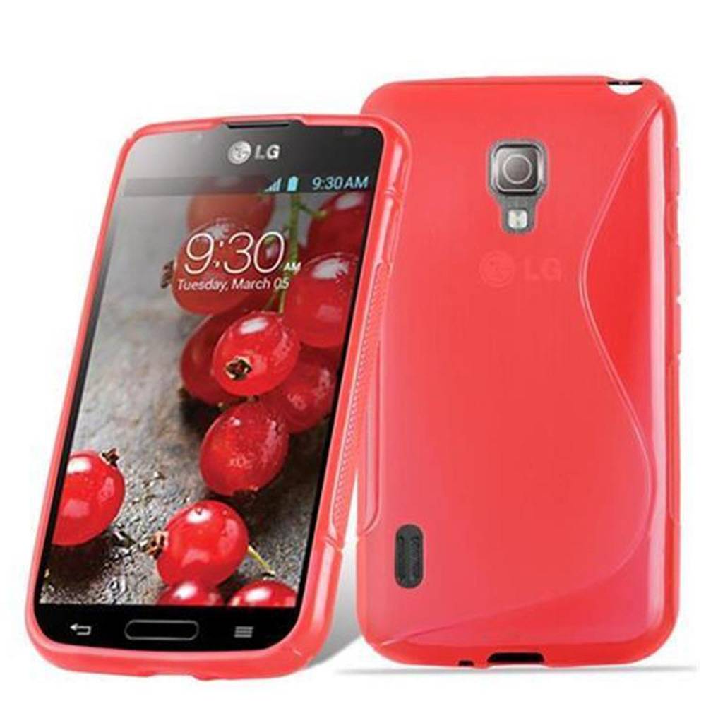 Cadorabo Schutzhülle für LG L5 II (2. SIM) Hülle in Rot Handyhülle Case TPU Silikon Etui