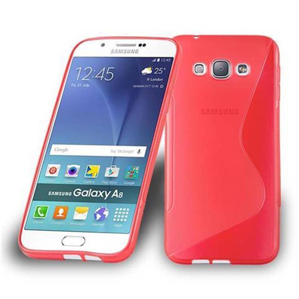 Cadorabo Schutzhülle für Samsung Galaxy A8 2015 Hülle in Rot Handyhülle Case TPU Silikon Etui