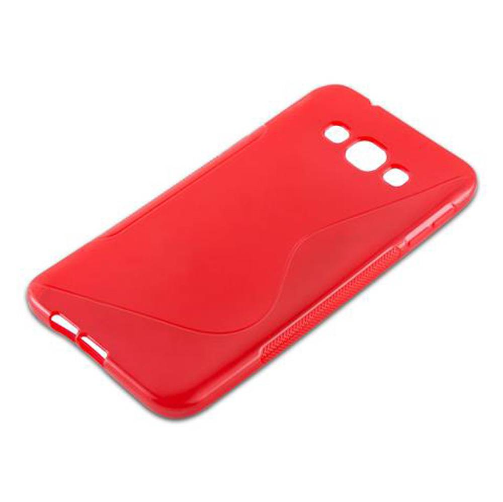 Cadorabo Schutzhülle für Samsung Galaxy A8 2015 Hülle in Rot Handyhülle Case TPU Silikon Etui