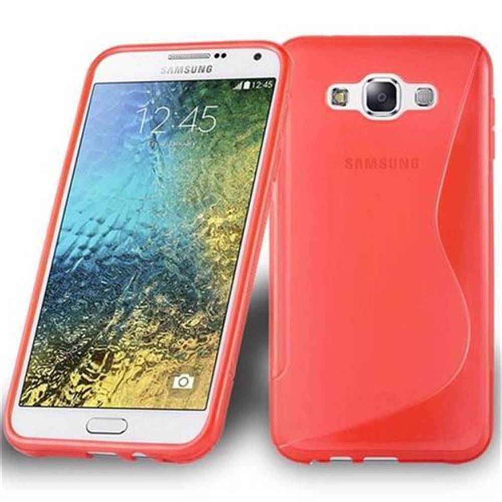 Cadorabo Schutzhülle für Samsung Galaxy E7 Hülle in Rot Handyhülle Case TPU Silikon Etui
