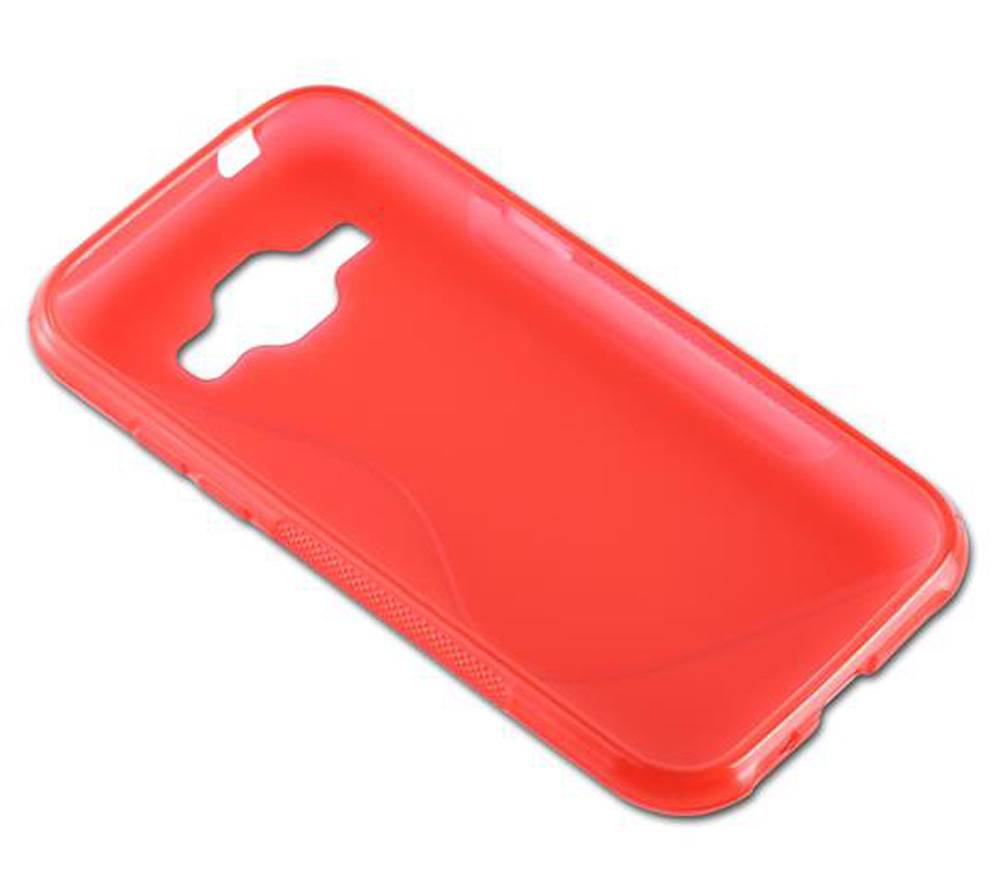 Cadorabo Schutzhülle für Samsung Galaxy J1 2015 Hülle in Rot Handyhülle Case TPU Silikon Etui
