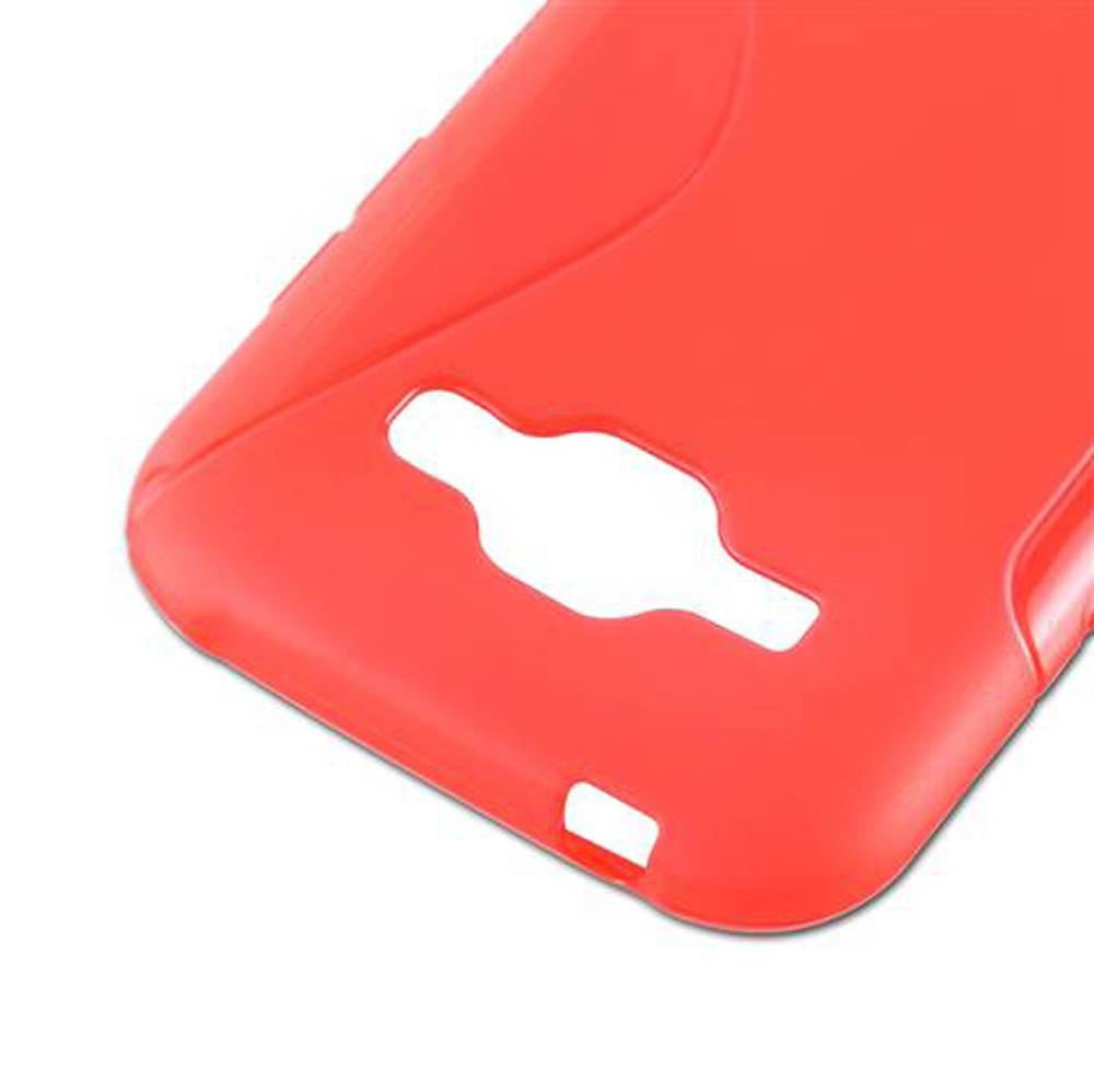 Cadorabo Schutzhülle für Samsung Galaxy J1 2015 Hülle in Rot Handyhülle Case TPU Silikon Etui