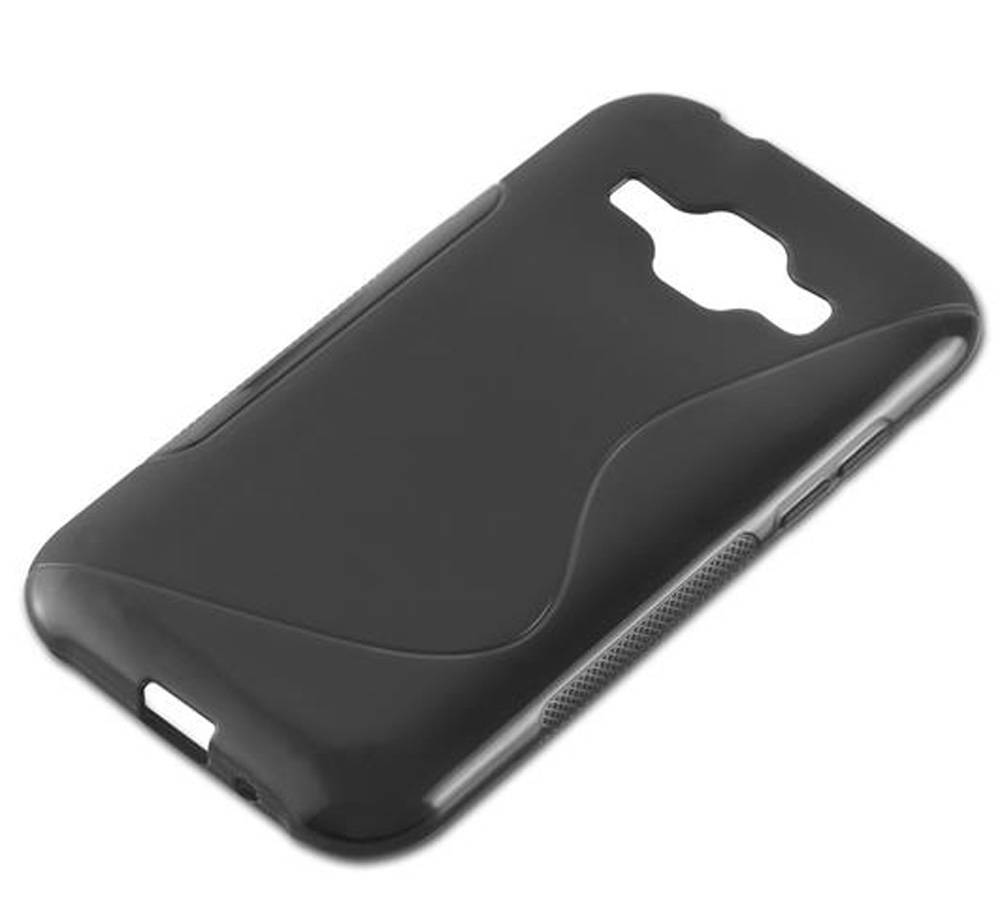 Cadorabo Schutzhülle für Samsung Galaxy J1 2015 Hülle in Schwarz Handyhülle Case TPU Silikon Etui