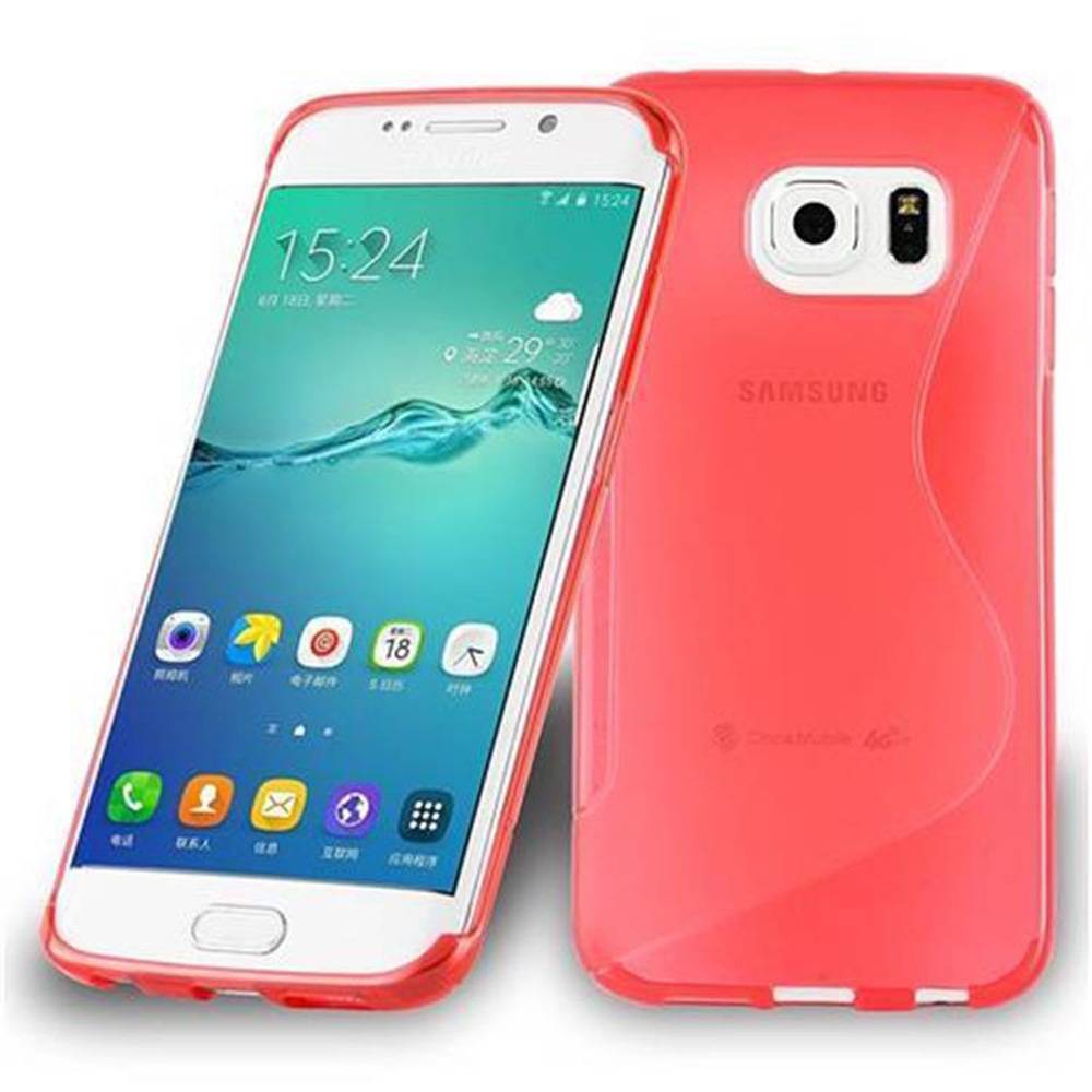 Cadorabo Schutzhülle für Samsung Galaxy S6 EDGE PLUS Hülle in Rot Handyhülle Case TPU Silikon Etui