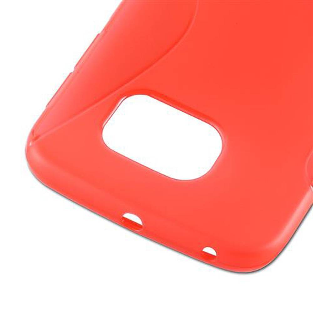 Cadorabo Schutzhülle für Samsung Galaxy S6 EDGE PLUS Hülle in Rot Handyhülle Case TPU Silikon Etui
