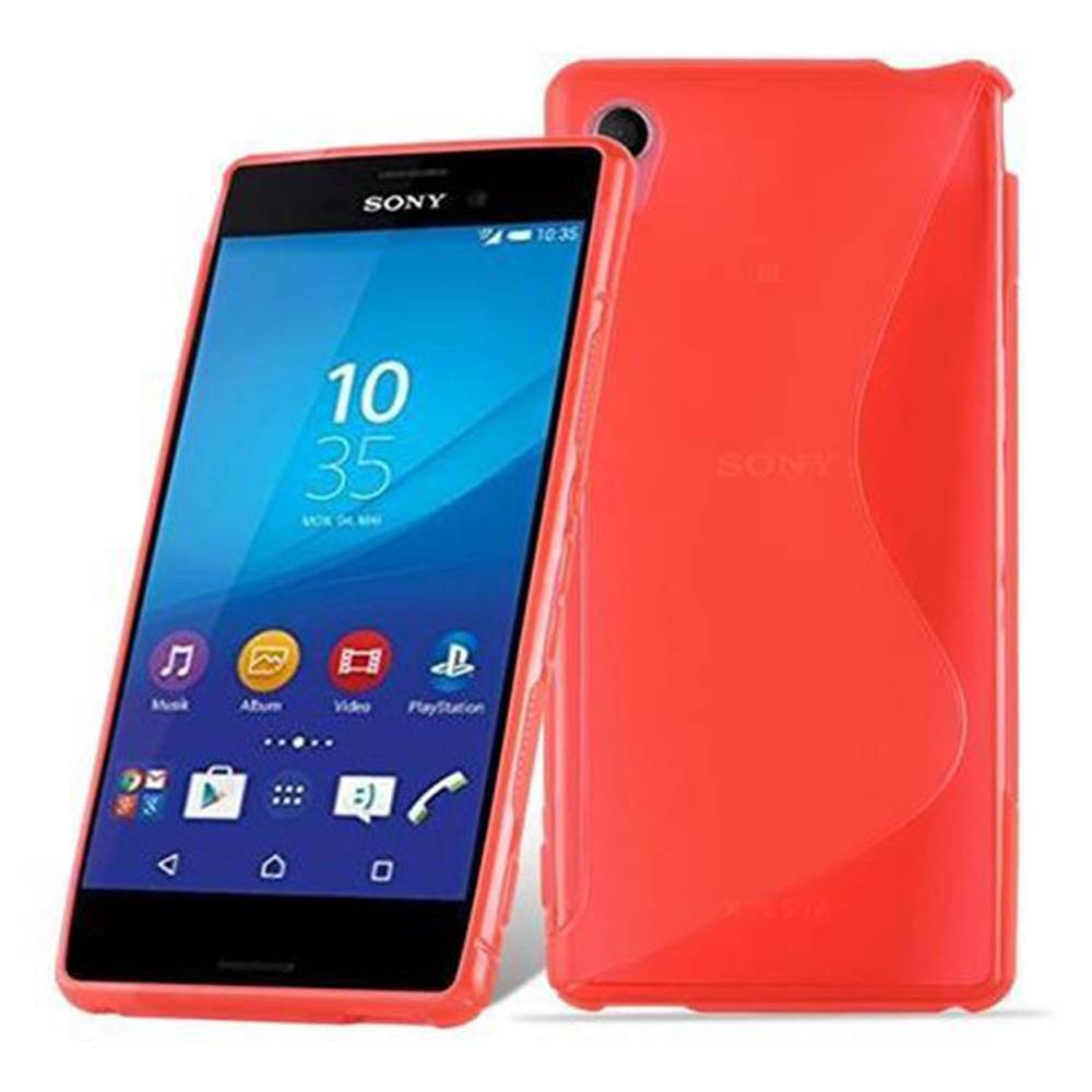 Cadorabo Schutzhülle für Sony Xperia M4 AQUA Hülle in Rot Handyhülle Case TPU Silikon Etui