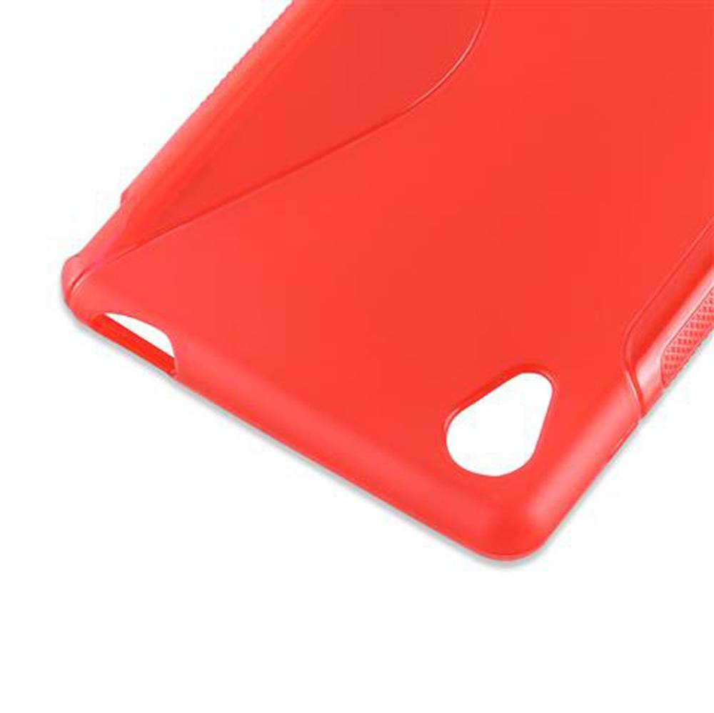 Cadorabo Schutzhülle für Sony Xperia M4 AQUA Hülle in Rot Handyhülle Case TPU Silikon Etui