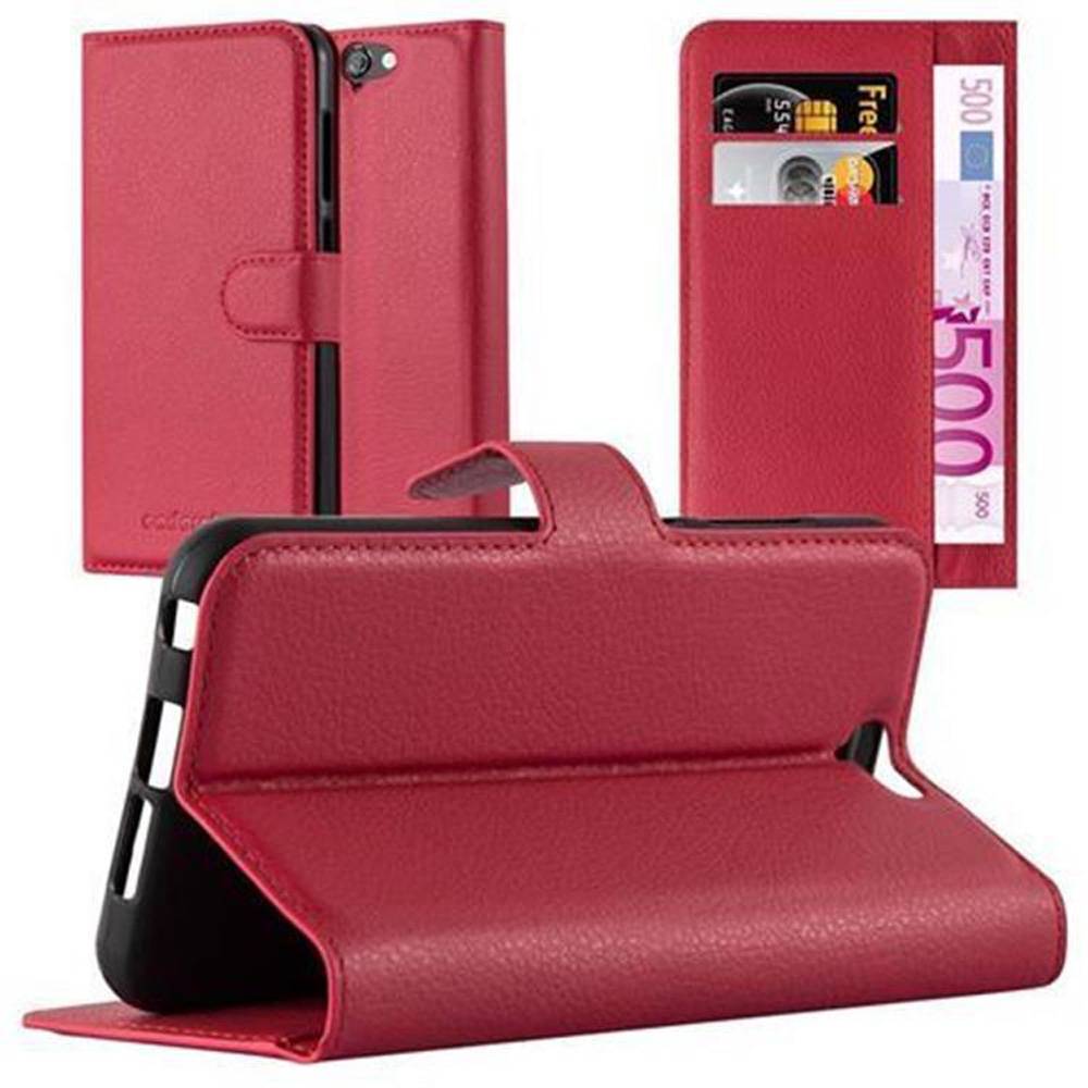 Cadorabo Hülle für HTC ONE A9 Schutz Hülle in Rot Handyhülle Etui Case Cover Magnetverschluss