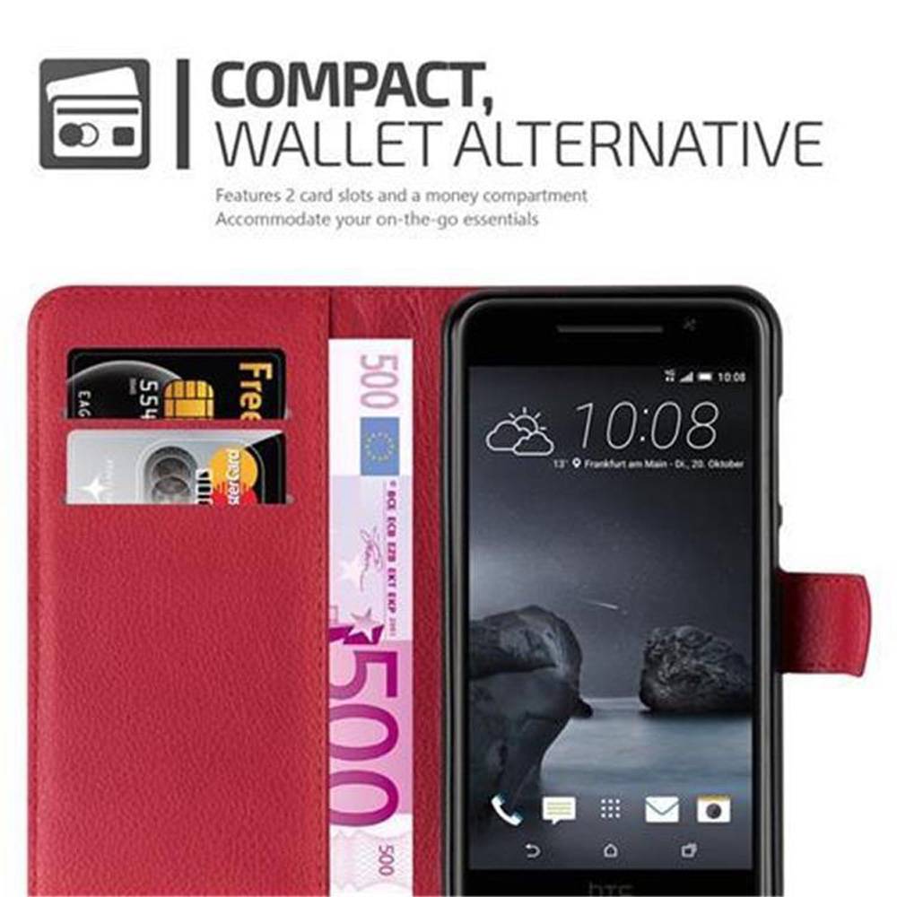 Cadorabo Hülle für HTC ONE A9 Schutz Hülle in Rot Handyhülle Etui Case Cover Magnetverschluss