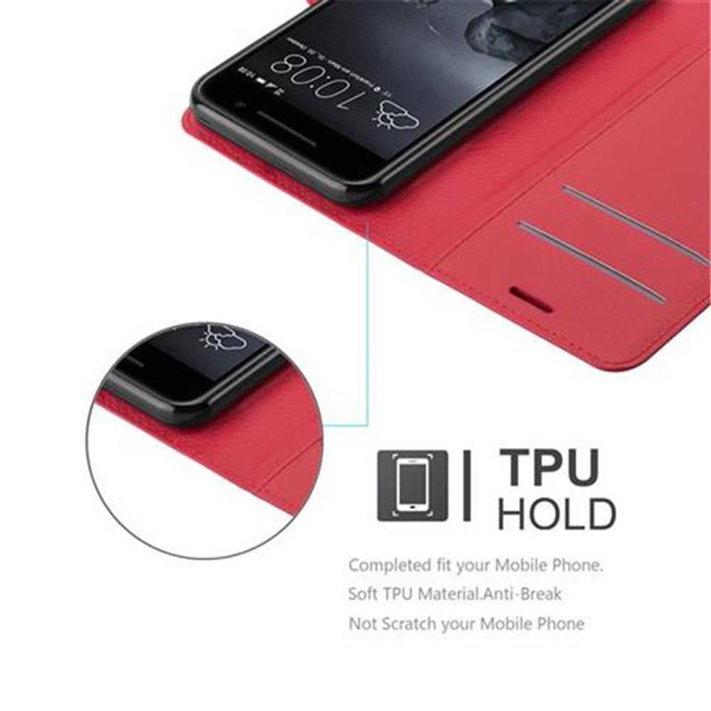 Cadorabo Hülle für HTC ONE A9 Schutz Hülle in Rot Handyhülle Etui Case Cover Magnetverschluss